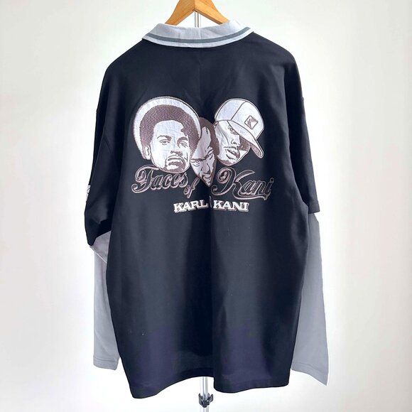 NWOT Vintage Black/Grey Faces of Kani Sweatshirt, Collared, Long Sleeved, Size L - Picture 2 of 5